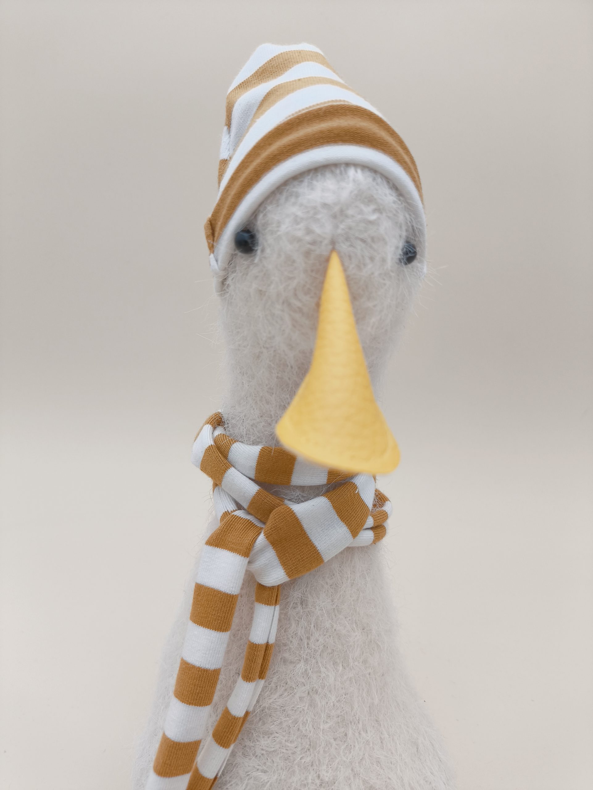 Mini accessoire : bonnet et écharpe rayée jaune