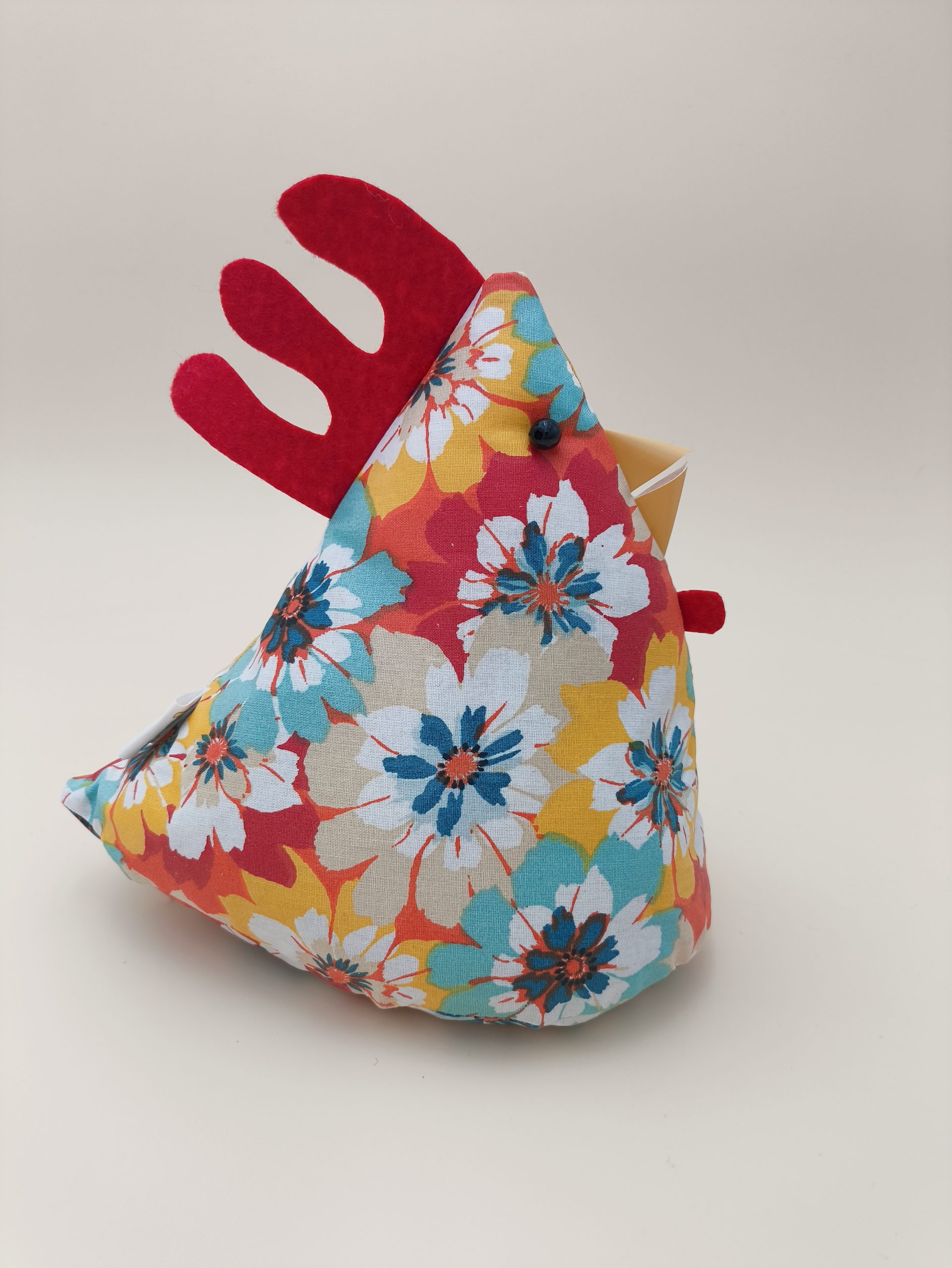 Cale-porte poule - coton enduit fleurs multicoloré