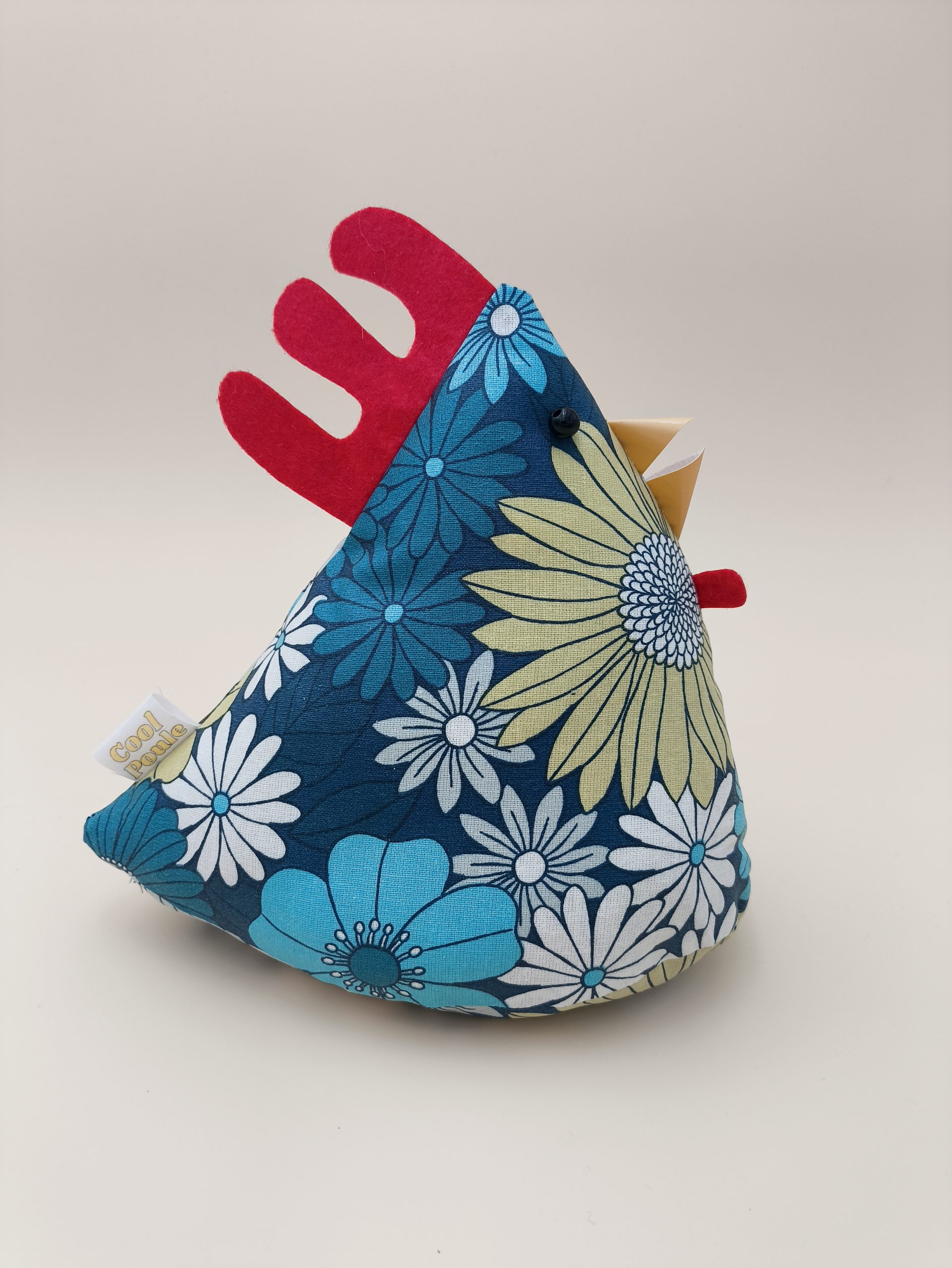 Cale-porte poule - coton enduit fleurs bleues