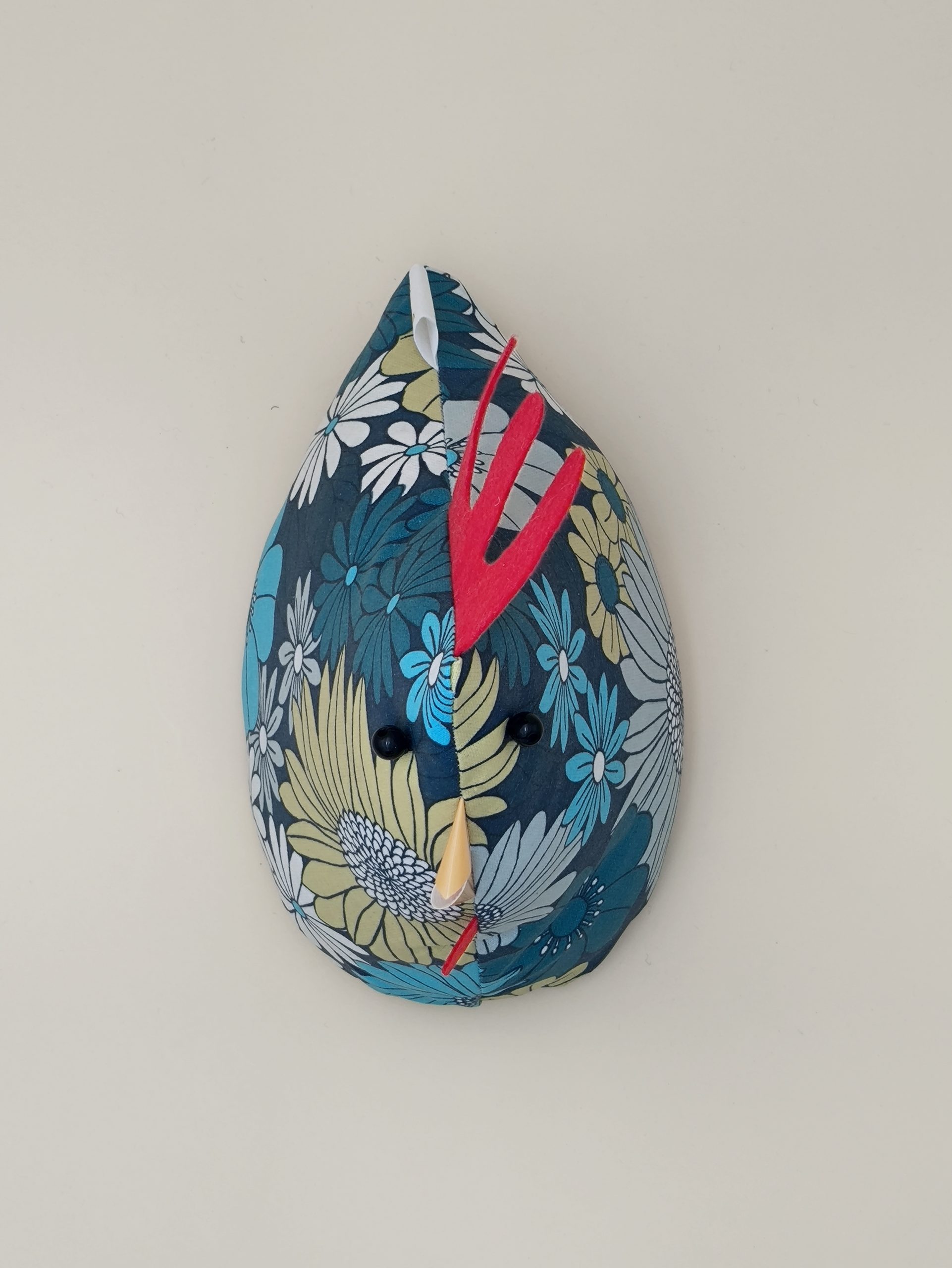 Cale-porte poule - coton enduit fleurs bleues - Image 2