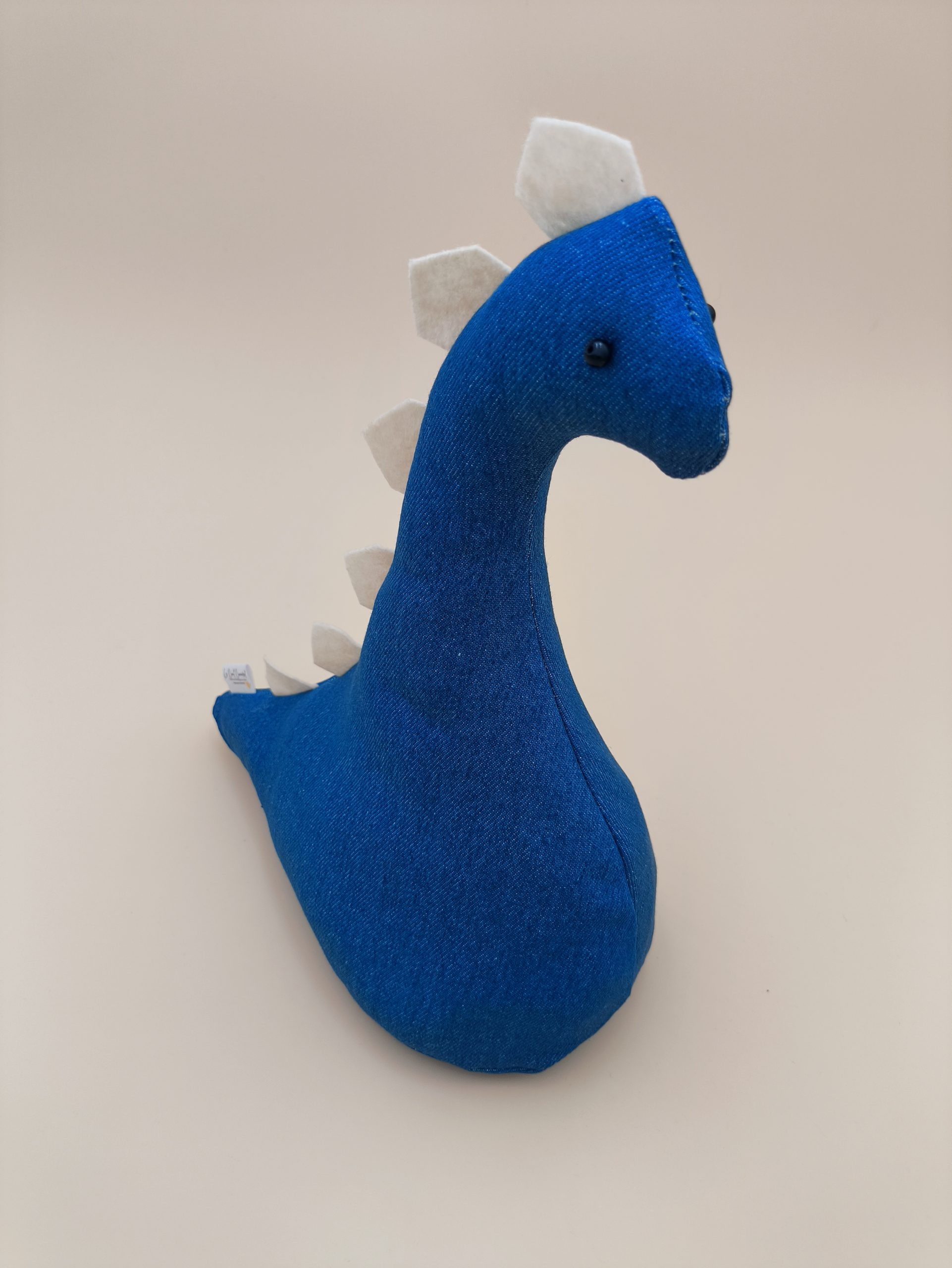Cale-porte dinosaure - jeans bleu avec plaques blancs - Image 5