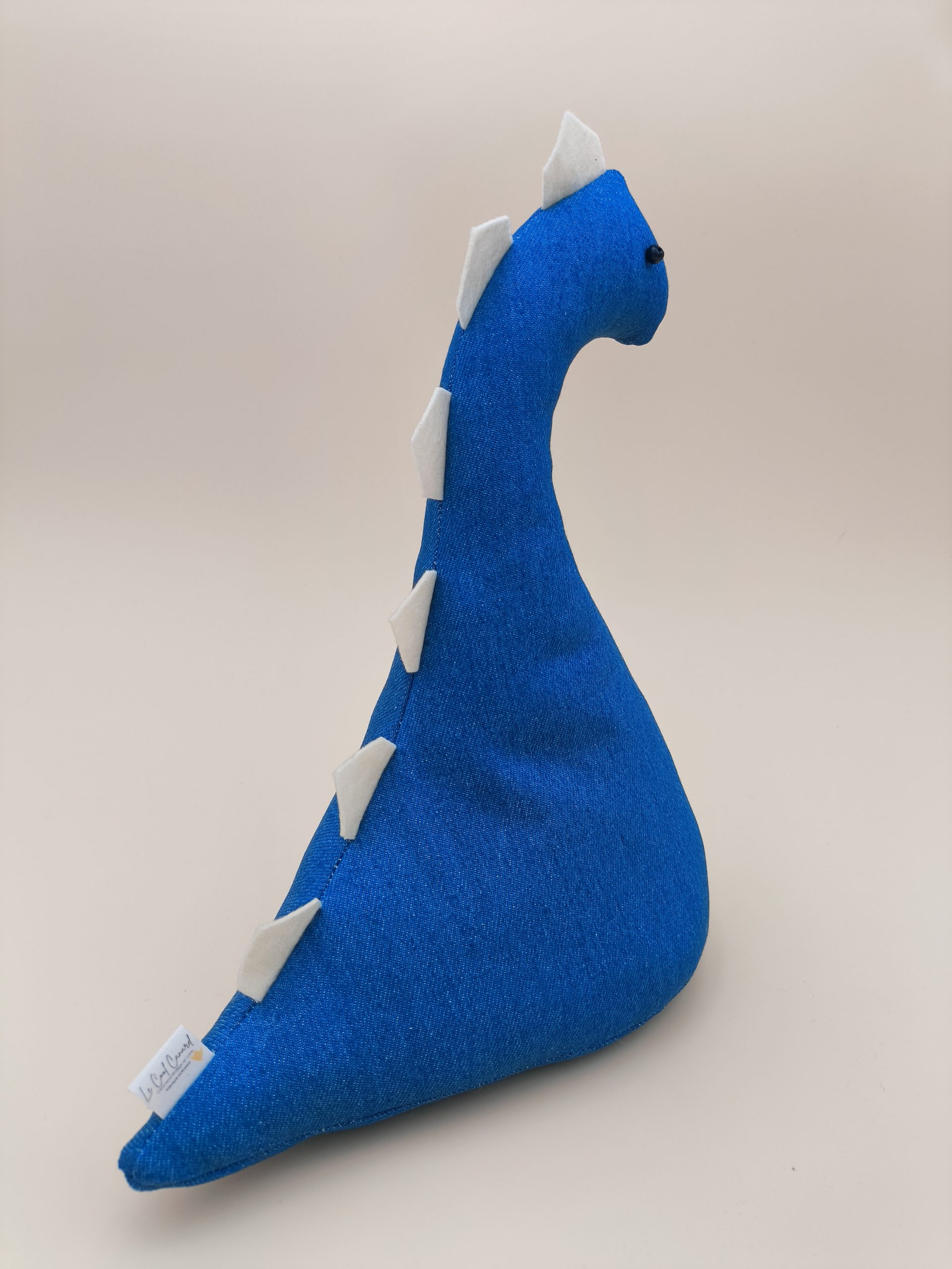 Cale-porte dinosaure - jeans bleu avec plaques blancs - Image 3