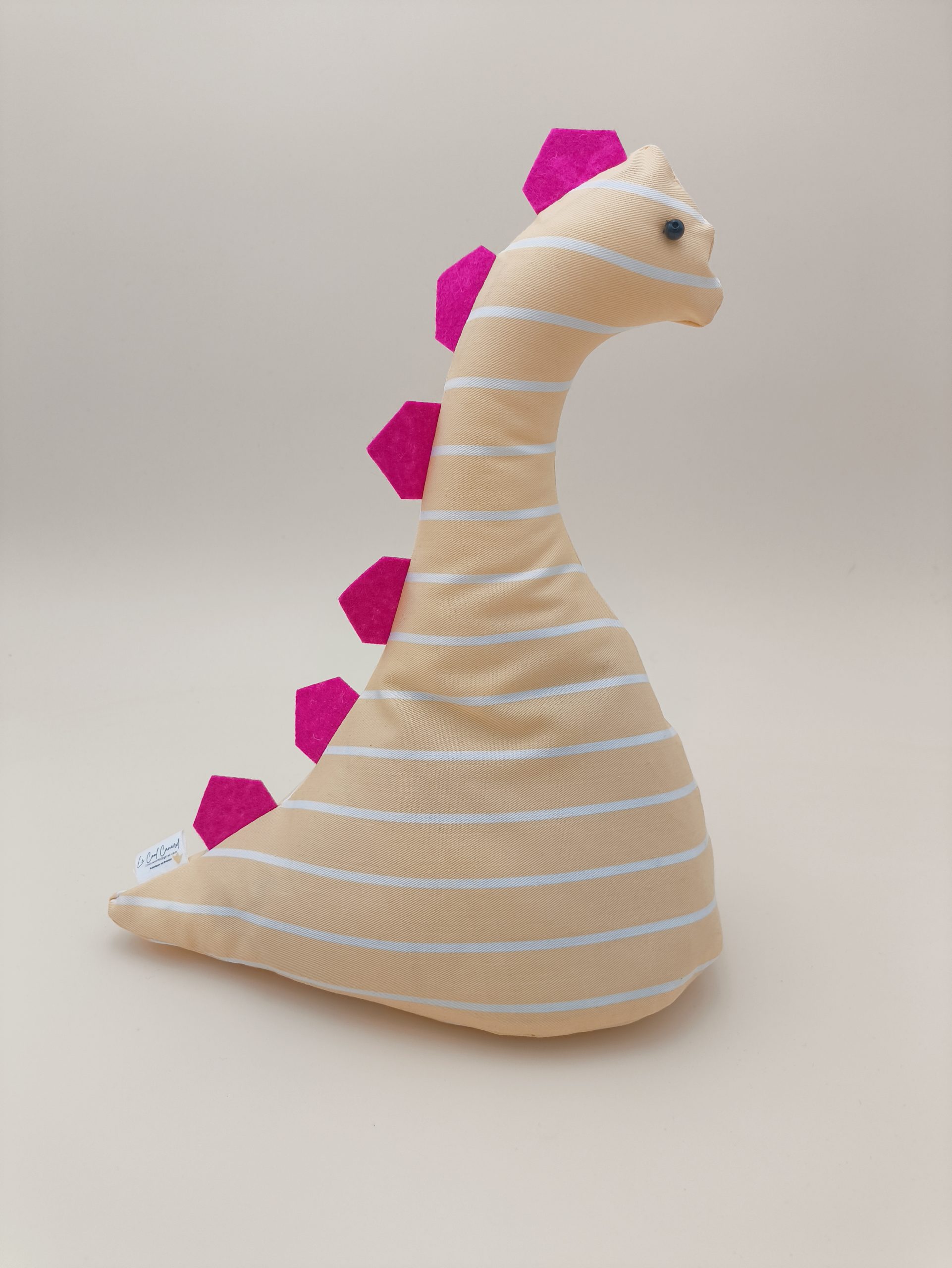 Cale-porte dinosaure - Jaune clair avec ses plaques rose – Image 4