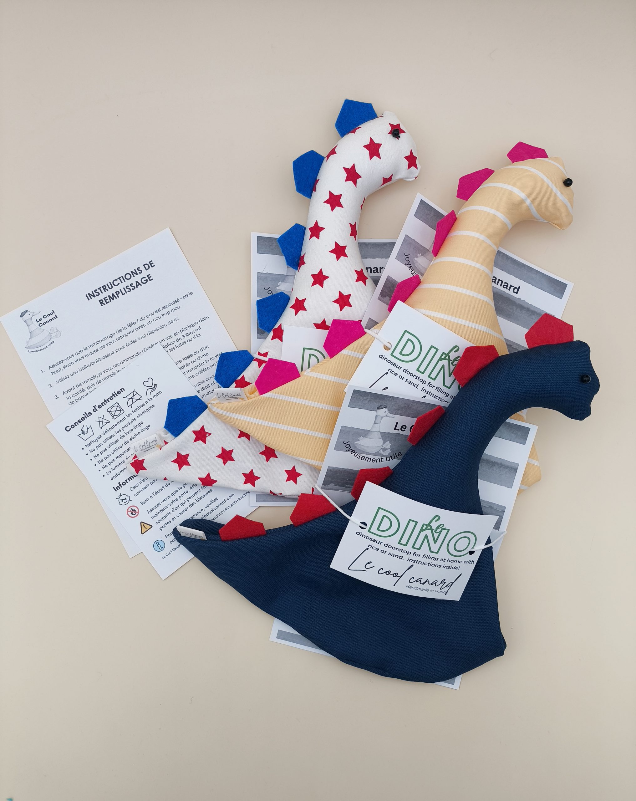 Cale-porte dinosaure - Jaune clair avec ses plaques rose – Image 9