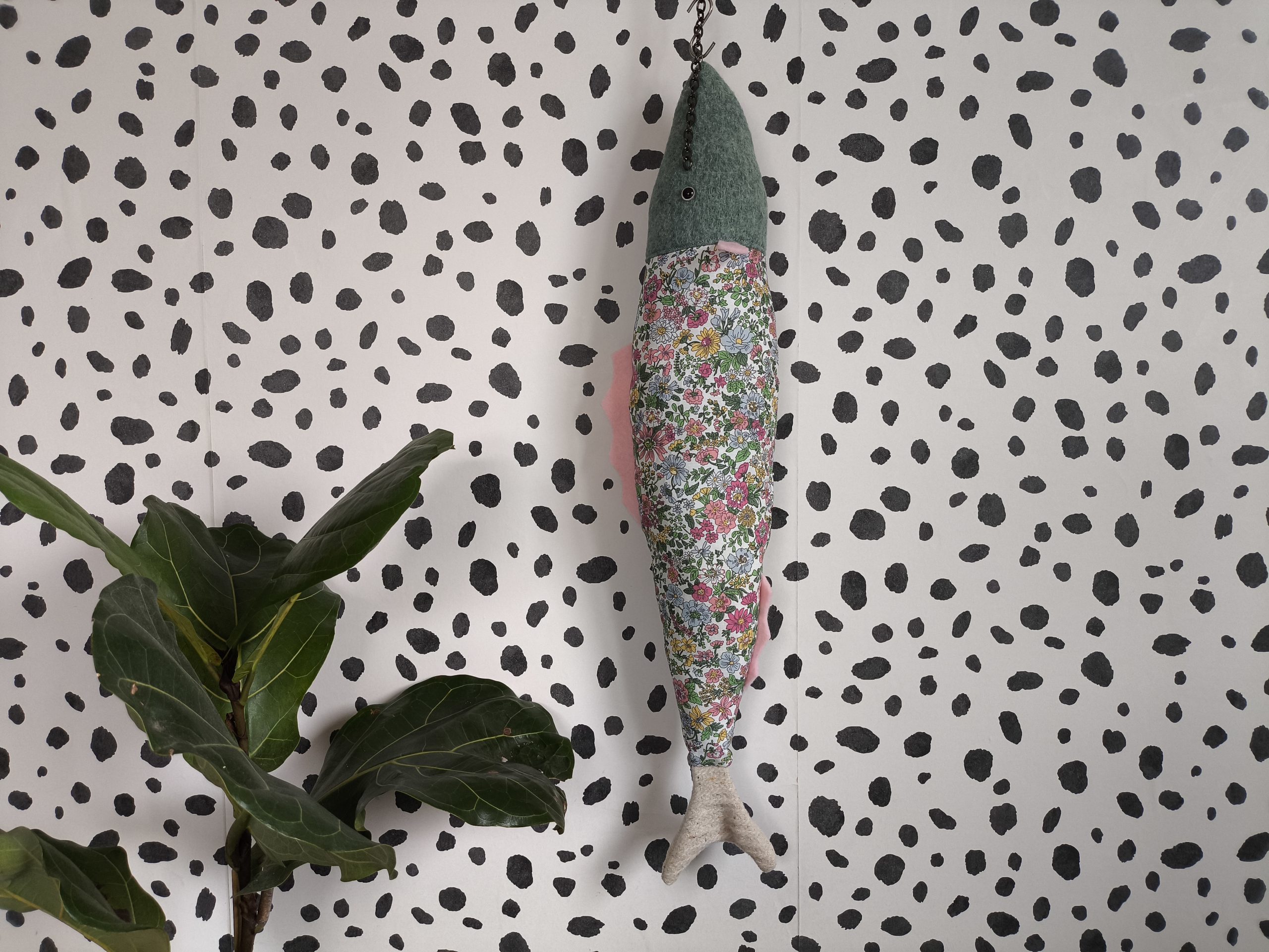 Coussin poisson - Colin câlin - petites fleurs pastel