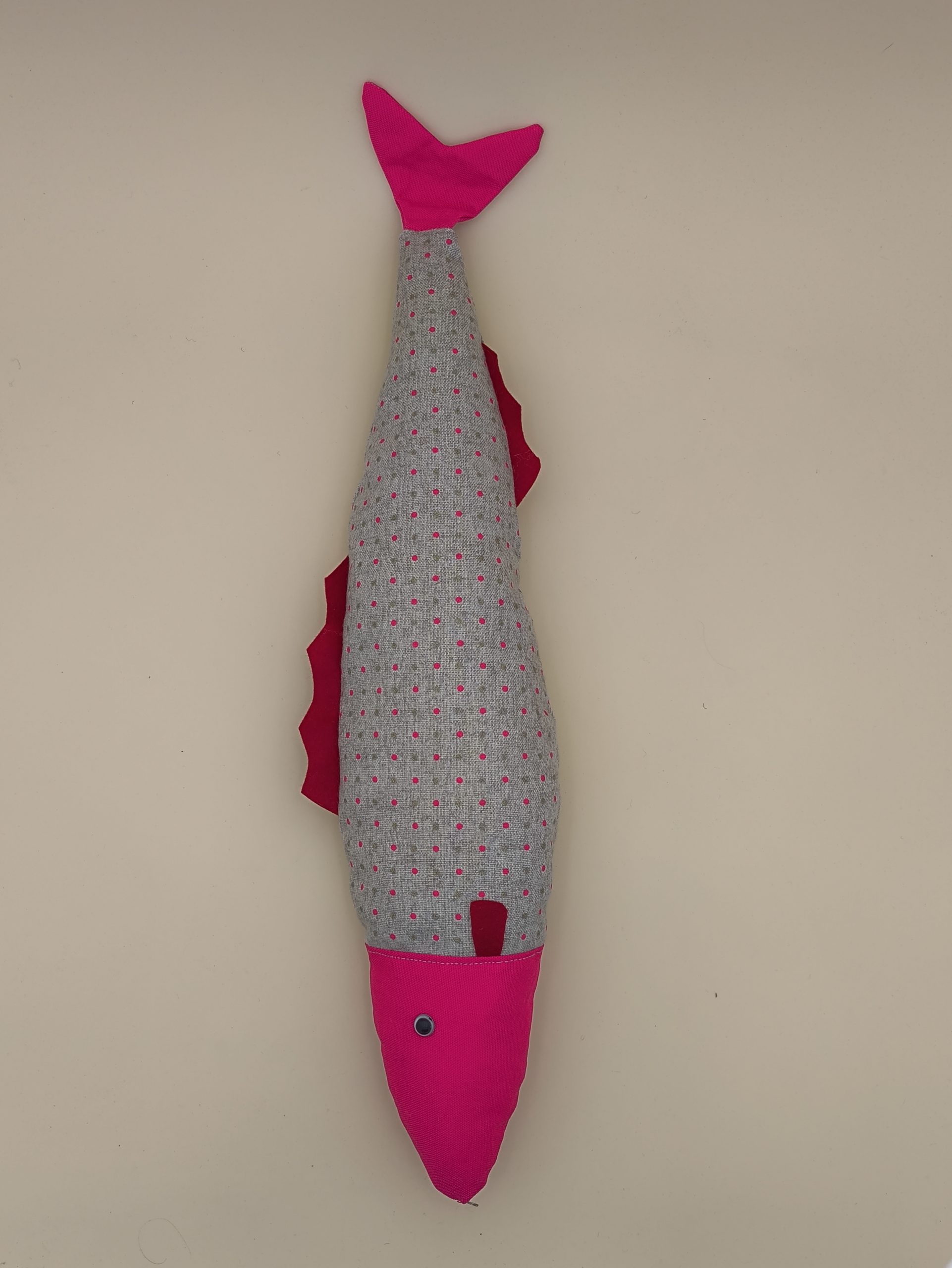 Coussin poisson - Colin câlin - gris et rose - Image 2
