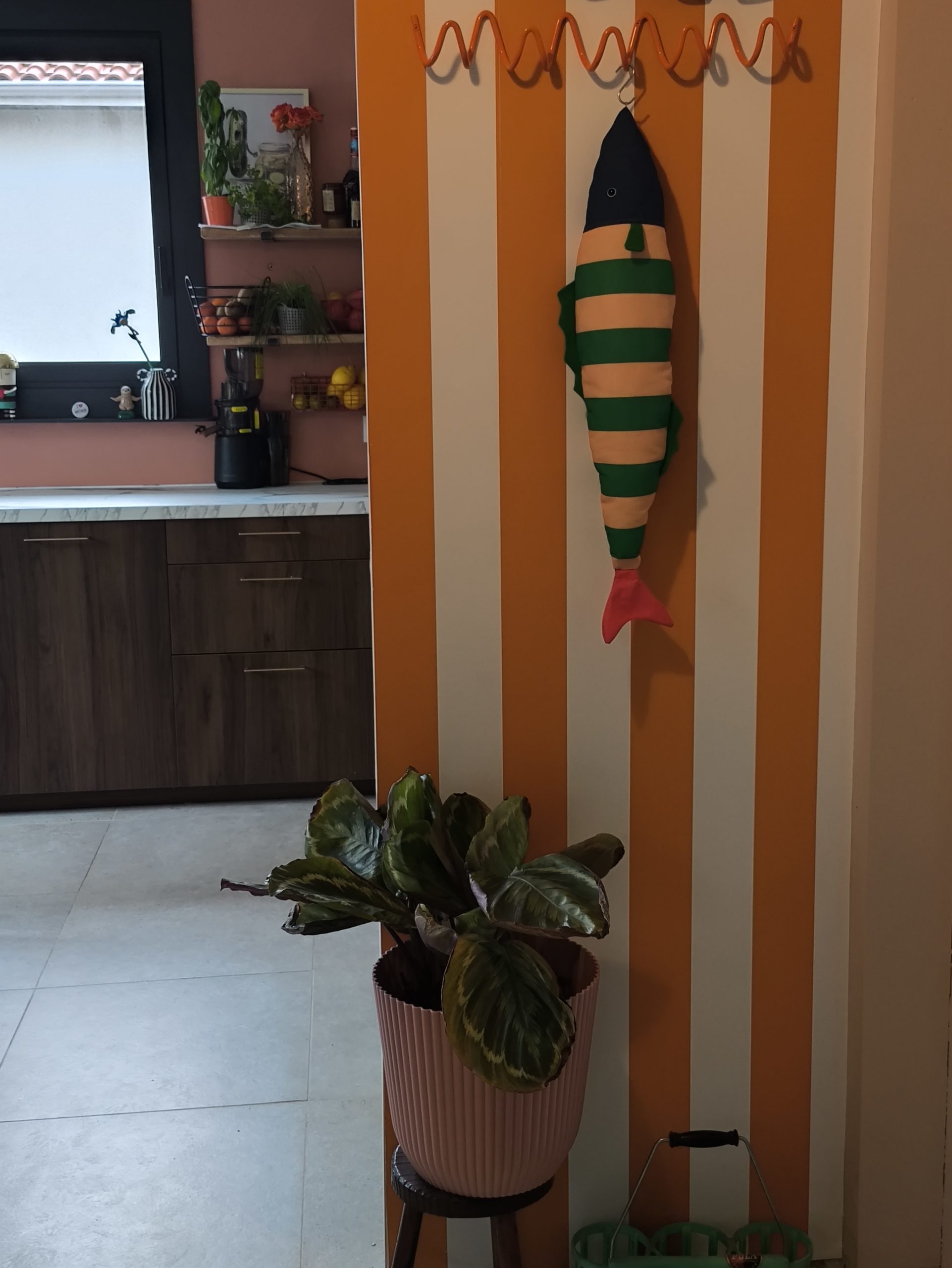 Coussin poisson - Colin câlin - rayures verte et beige – Image 12